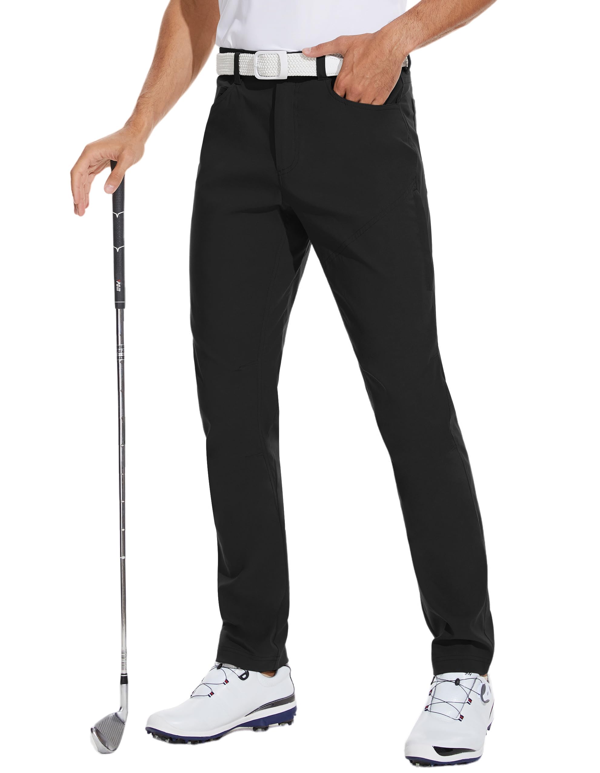 SPECIALMAGIC Men's Golf Pants Stretch Hiking Travel Waterproof Casual Lightweight Slim Fit Quick Dry Tarpred with Pockets