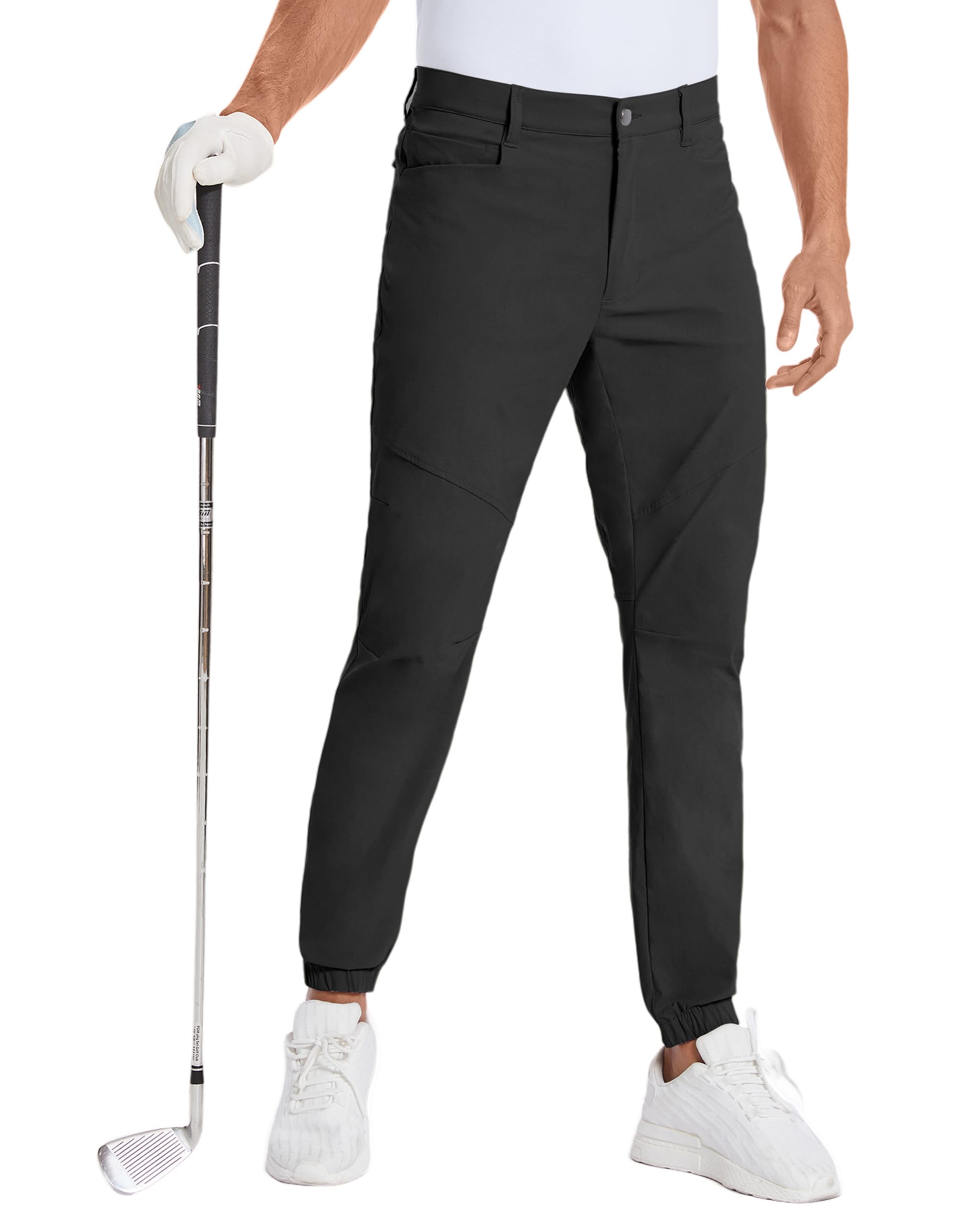 PULI Men’s Stretch Golf Joggers Pants Waterproof Slim Fit Hiking Casual Travel Work Pants with Pockets