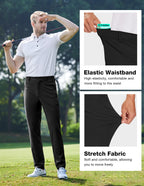 SPECIALMAGIC Men's Golf Pants Stretch Slim fit Hiking Pants Lightweight Dress Casual Tapered Zipper Pockets