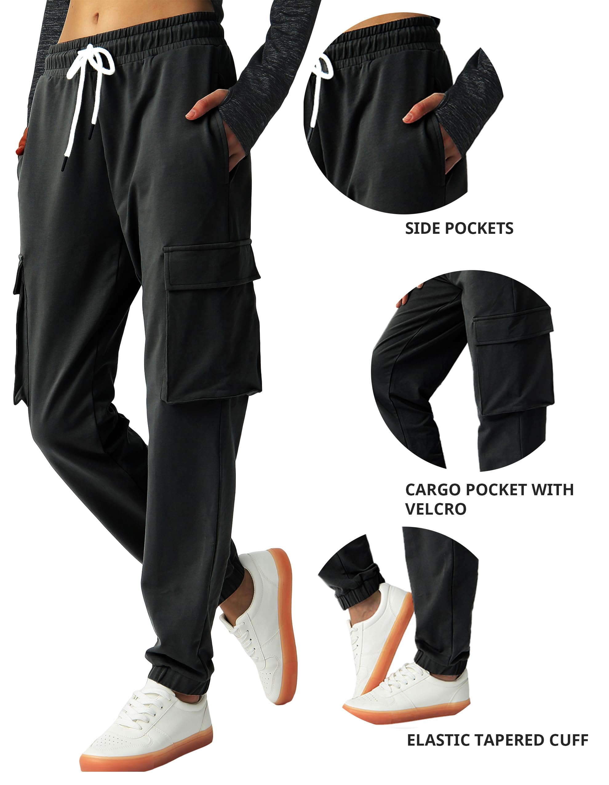 SPECIALMAGIC Women's Cargo Sweatpants Cotton Athletic Joggers 4 Pockets Sporty Pants