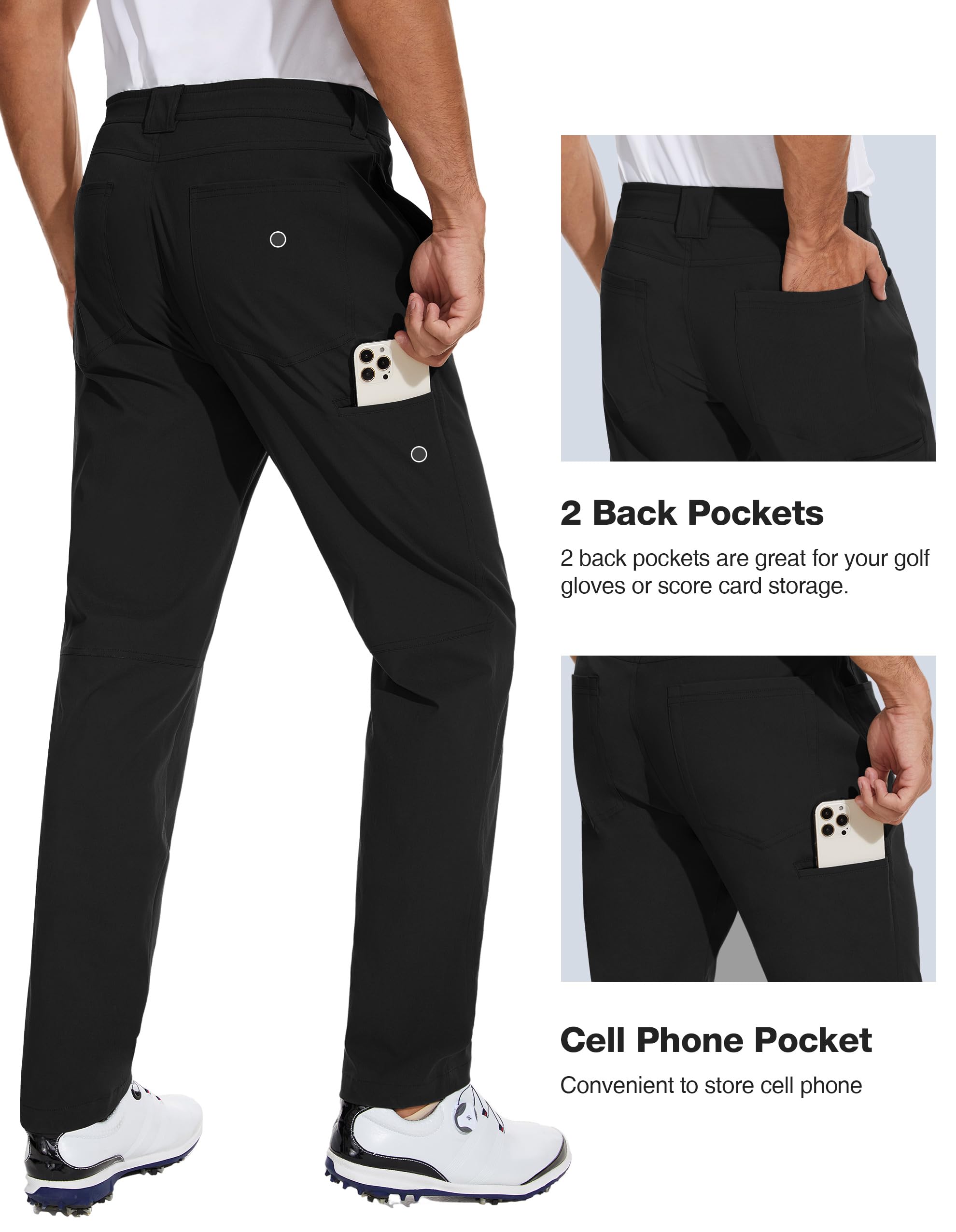 SPECIALMAGIC Men's Golf Pants Stretch Hiking Travel Waterproof Casual Lightweight Slim Fit Quick Dry Tarpred with Pockets