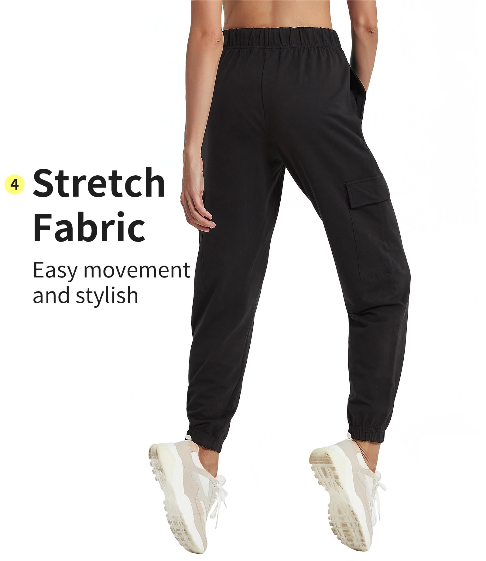 PULI Women's Loose Cargo Sweatpants Pockets Sporty Gym Athletic Fit Jogger Pants Yoga Lounge Trousers