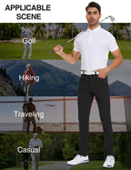 SPECIALMAGIC Men's Golf Pants Stretch Hiking Travel Waterproof Casual Lightweight Slim Fit Quick Dry Tarpred with Pockets