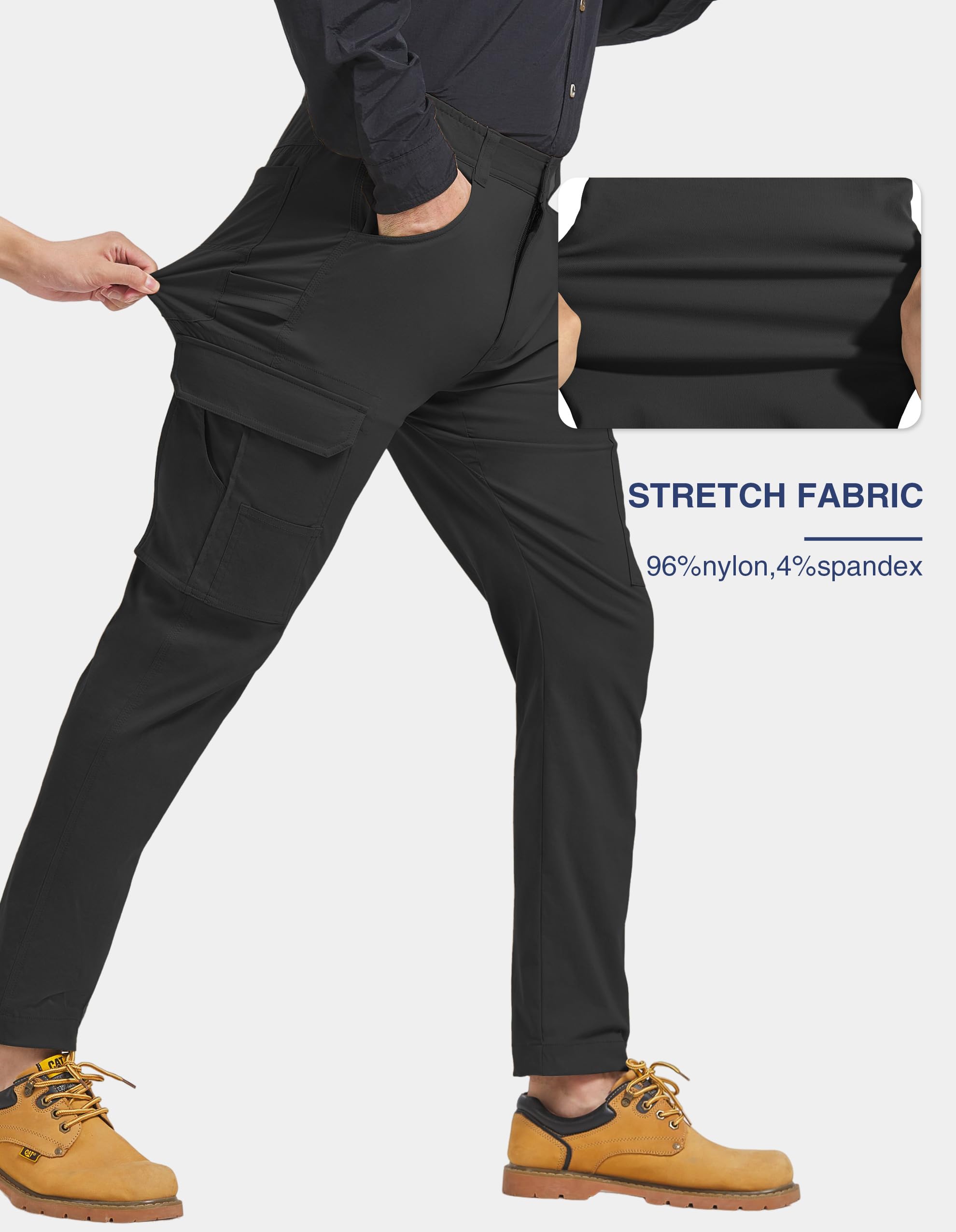 PULI Men's Carpenter Work Pants Cargo Hiking Pants Slim Fit Stretch Waterproof Outdoor Trousers with Pockets