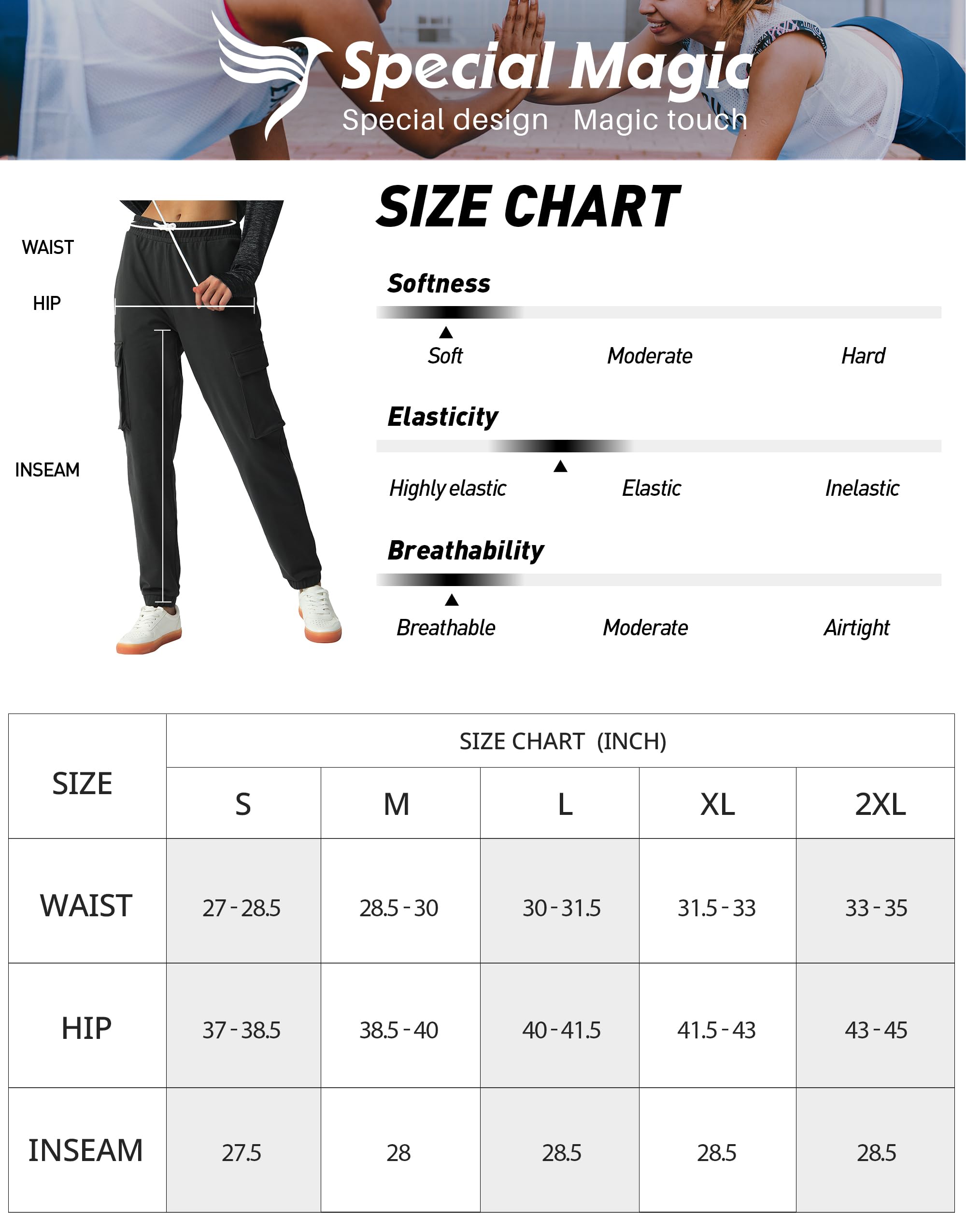 SPECIALMAGIC Women's Cargo Sweatpants Cotton Athletic Joggers 4 Pockets Sporty Pants