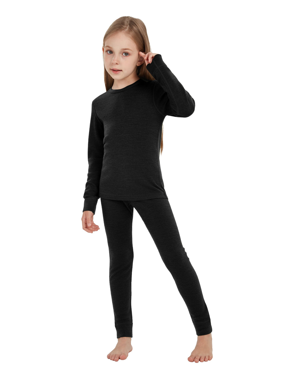 Woolcano Kid's 260g Merino Wool Unisex Base Layer Set Lightweight Thermal Underwear
