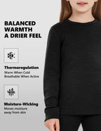Woolcano Kid's 260g Merino Wool Unisex Base Layer Set Lightweight Thermal Underwear
