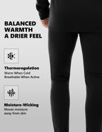 Woolcano Men’s 190g Merino Wool Base Layer Pants Lightweight Thermal Underwear Bottom