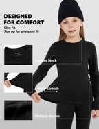 Woolcano Kid's 260g Merino Wool Unisex Base Layer Set Lightweight Thermal Underwear