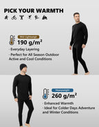 Woolcano Men’s 190g Merino Wool Base Layer Pants Lightweight Thermal Underwear Bottom