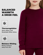 Woolcano Kid's 260g Merino Wool Unisex Base Layer Set Lightweight Thermal Underwear