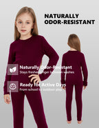 Woolcano Kid's 260g Merino Wool Unisex Base Layer Set Lightweight Thermal Underwear