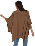 PULI Women's Pullover Poncho Sweater Ponchos Cashmere Feel Shawl Loose Fitting Ponchos Wraps Baggy Tops for Fall