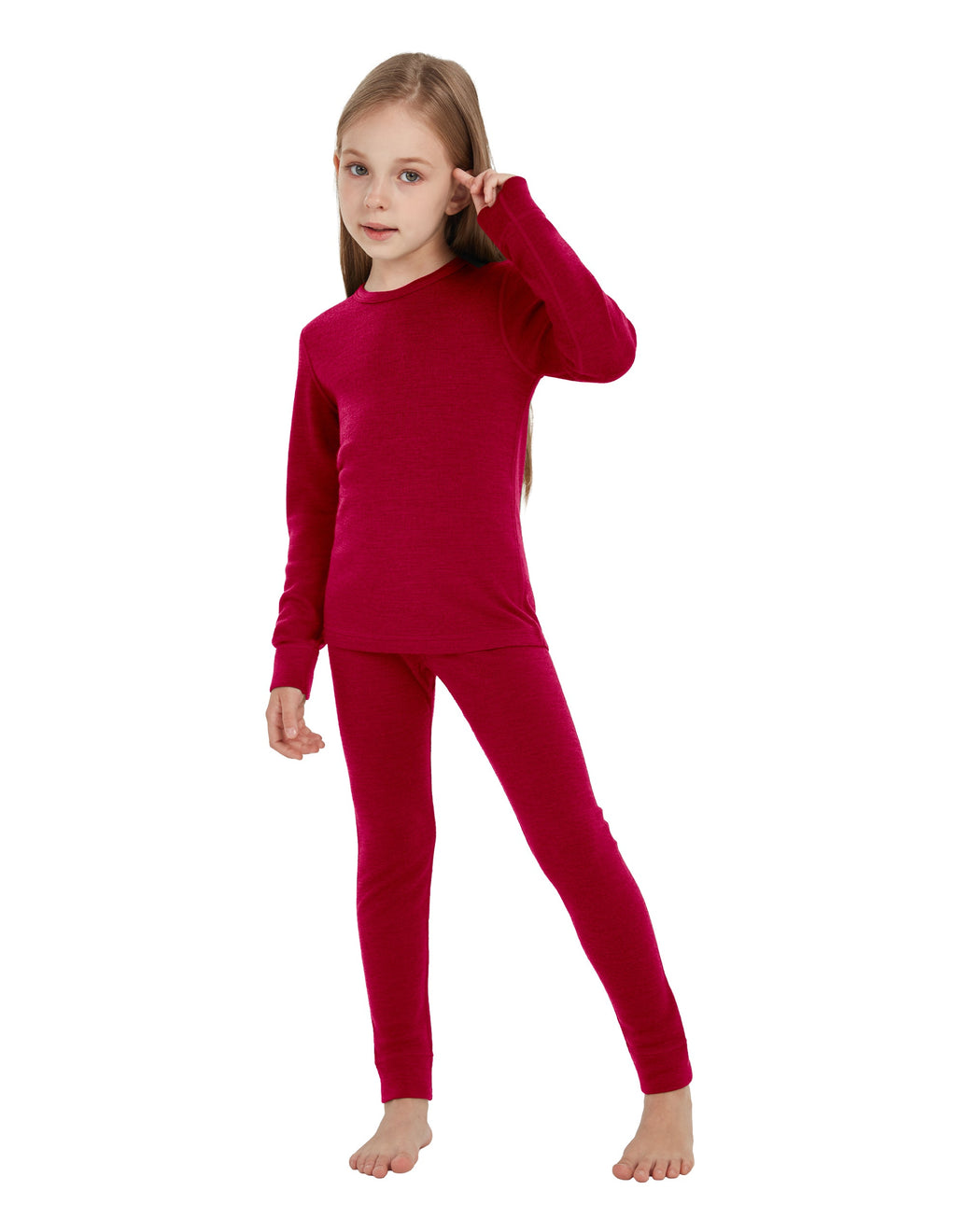 Woolcano Kid's 260g Merino Wool Unisex Base Layer Set Lightweight Thermal Underwear