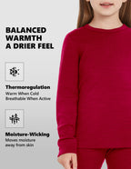 Woolcano Kid's 260g Merino Wool Unisex Base Layer Set Lightweight Thermal Underwear