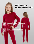 Woolcano Kid's 260g Merino Wool Unisex Base Layer Set Lightweight Thermal Underwear