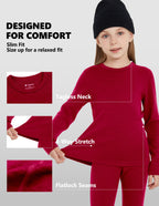 Woolcano Kid's 260g Merino Wool Unisex Base Layer Set Lightweight Thermal Underwear