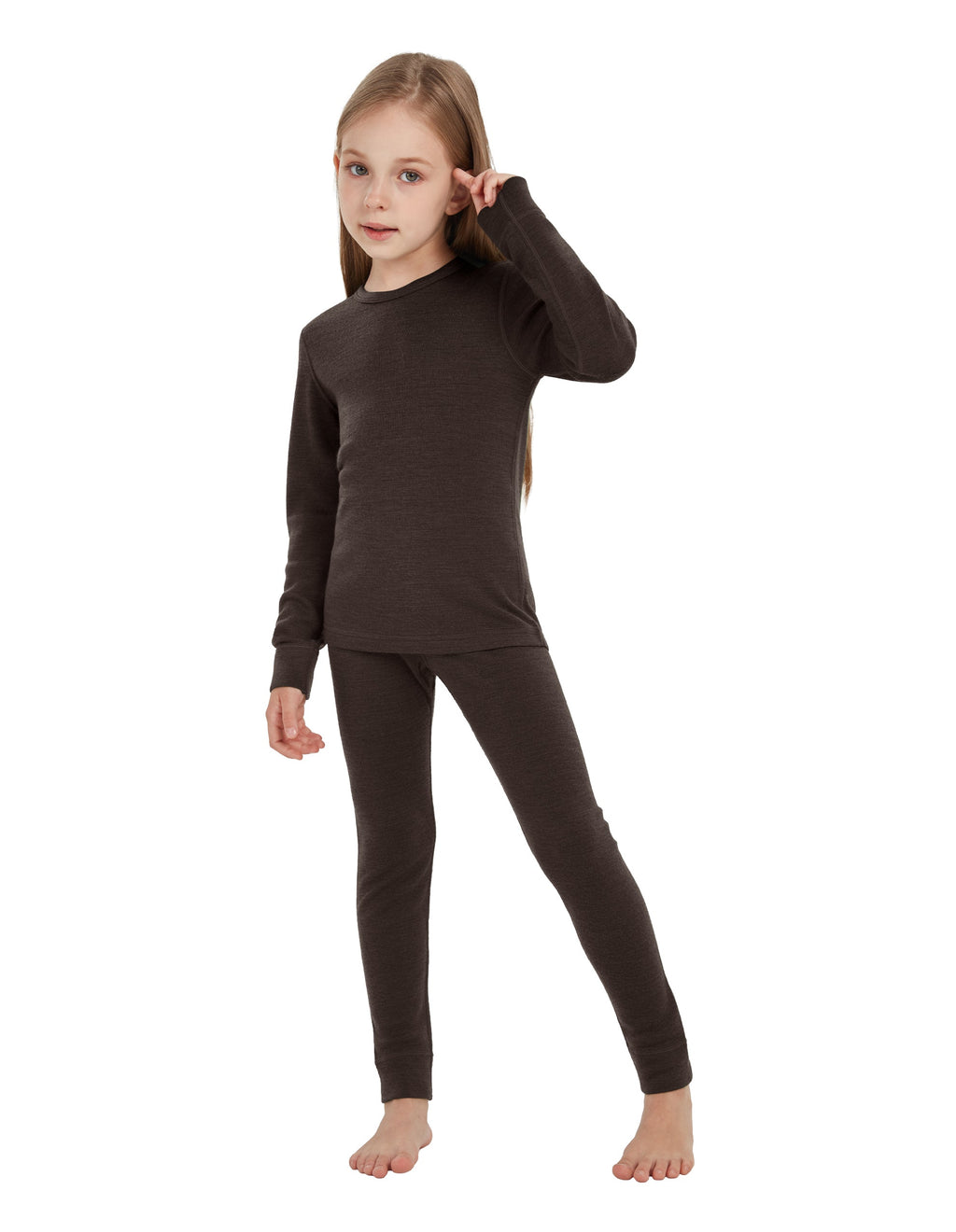 Woolcano Kid's 260g Merino Wool Unisex Base Layer Set Lightweight Thermal Underwear