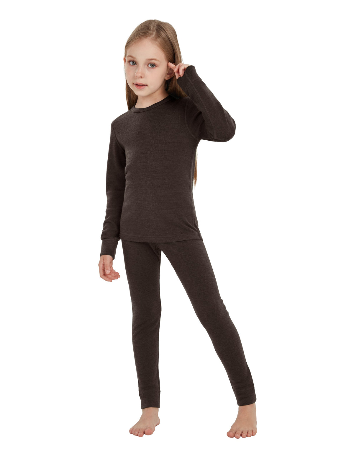 Woolcano Kid's 260g Merino Wool Unisex Base Layer Set Lightweight Thermal Underwear