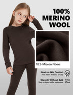 Woolcano Kid's 260g Merino Wool Unisex Base Layer Set Lightweight Thermal Underwear