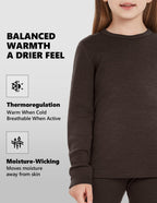 Woolcano Kid's 260g Merino Wool Unisex Base Layer Set Lightweight Thermal Underwear