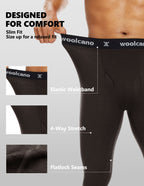 Woolcano Men’s 260g Merino Wool Base Layer Pants Lightweight Thermal Underwear Bottom