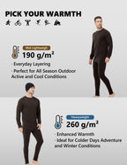 Woolcano Men’s 190g Merino Wool Base Layer Pants Lightweight Thermal Underwear Bottom