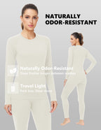 Woolcano Women's 260g Merino Wool Base Layer Set Lightweight Thermal Underwear