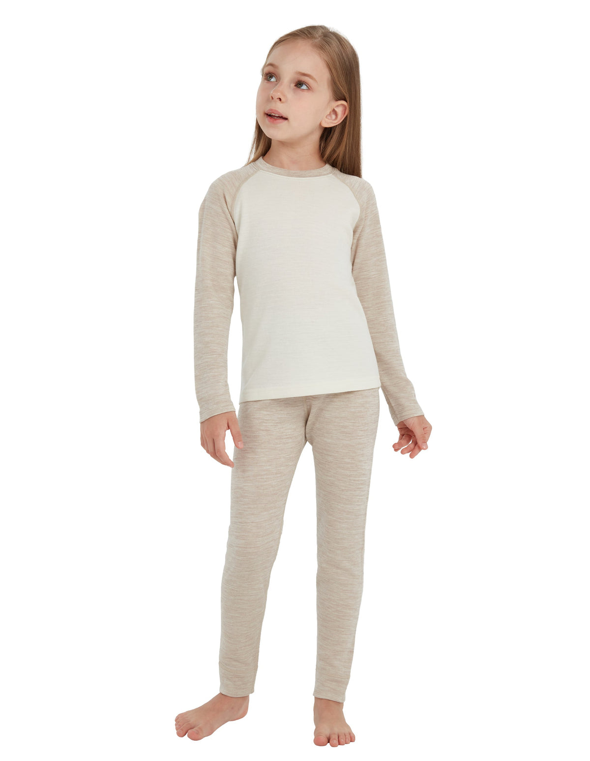 Woolcano Kid's 260g Merino Wool Unisex Base Layer Set Lightweight Thermal Underwear