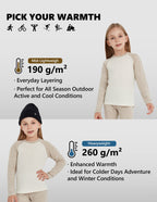 Woolcano Kid's 260g Merino Wool Unisex Base Layer Set Lightweight Thermal Underwear