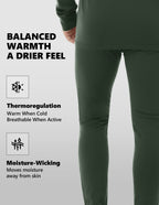 Woolcano Men’s 260g Merino Wool Base Layer Pants Lightweight Thermal Underwear Bottom