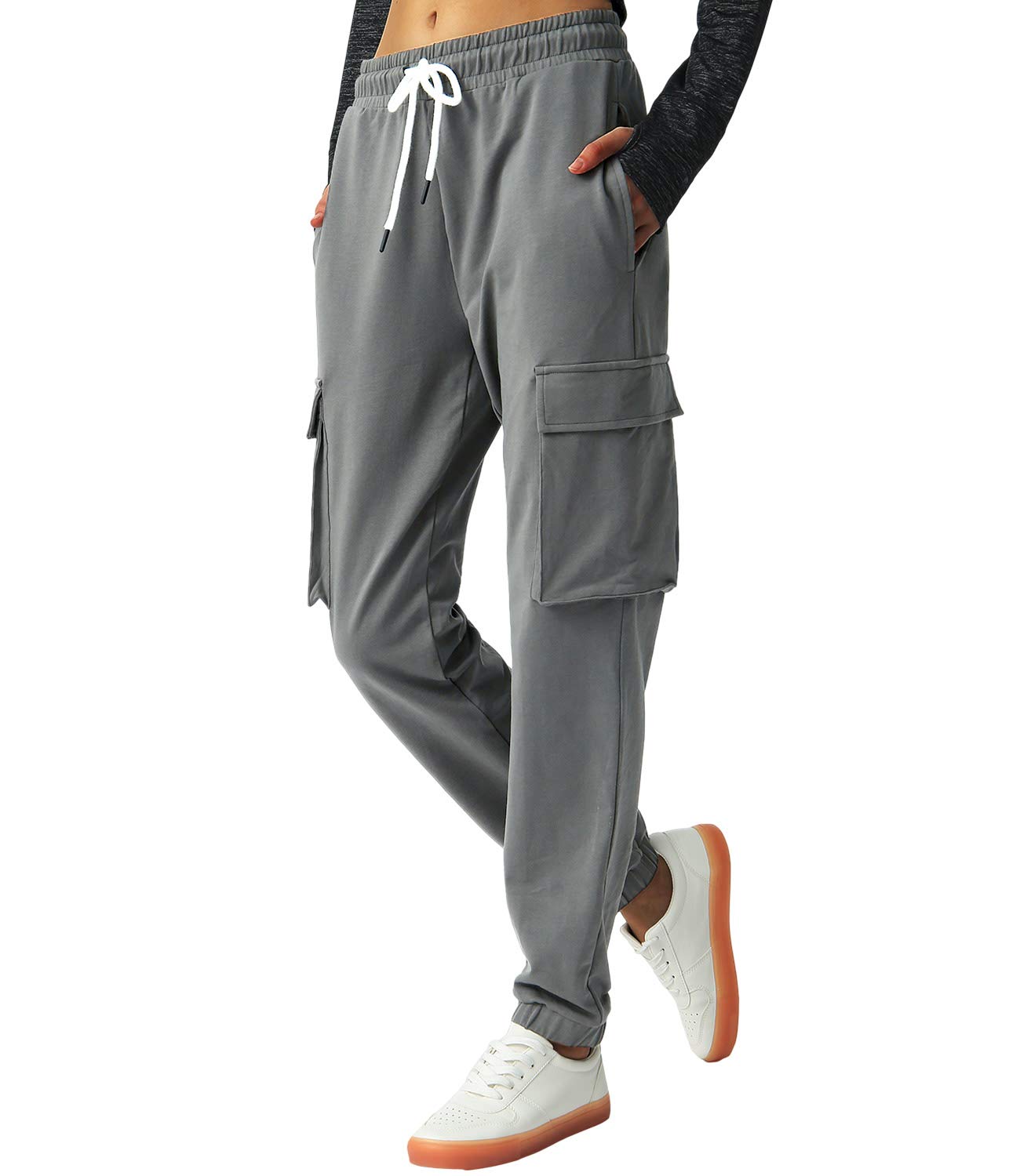 SPECIALMAGIC Women's Cargo Sweatpants Cotton Athletic Joggers 4 Pockets Sporty Pants