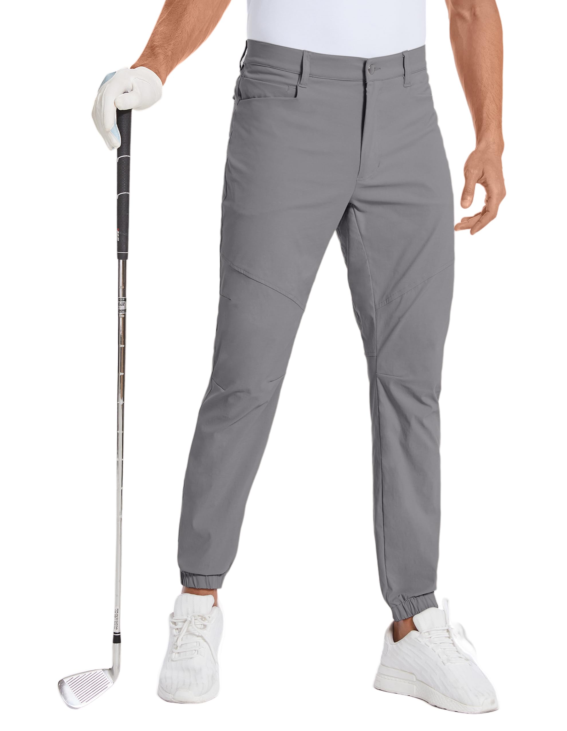 PULI Men’s Stretch Golf Joggers Pants Waterproof Slim Fit Hiking Casual Travel Work Pants with Pockets