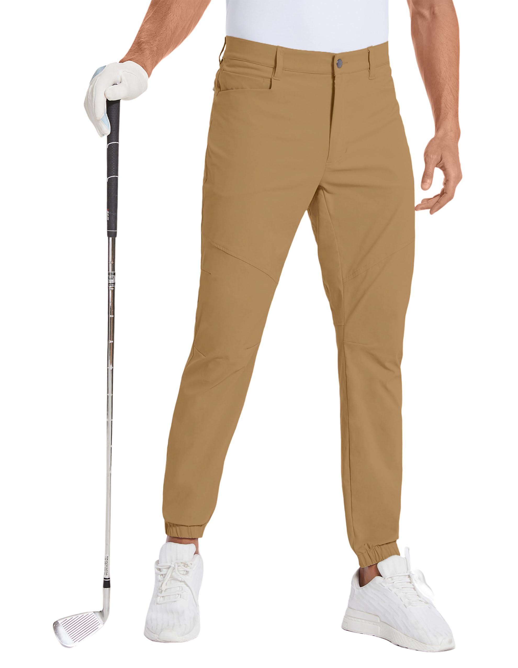 PULI Men’s Stretch Golf Joggers Pants Waterproof Slim Fit Hiking Casual Travel Work Pants with Pockets