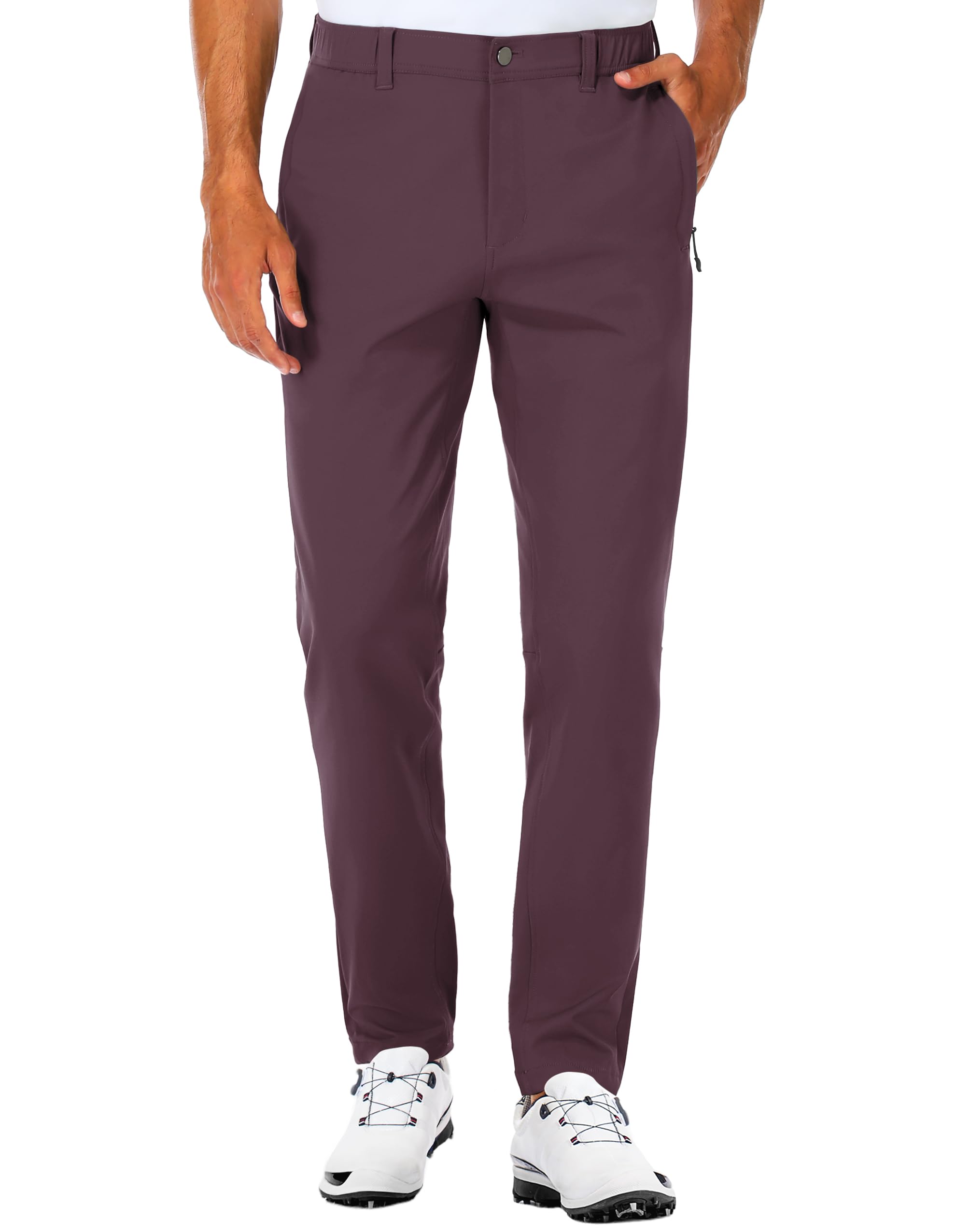 SPECIALMAGIC Men's Golf Pants Stretch Slim fit Hiking Pants Lightweight Dress Casual Tapered Zipper Pockets