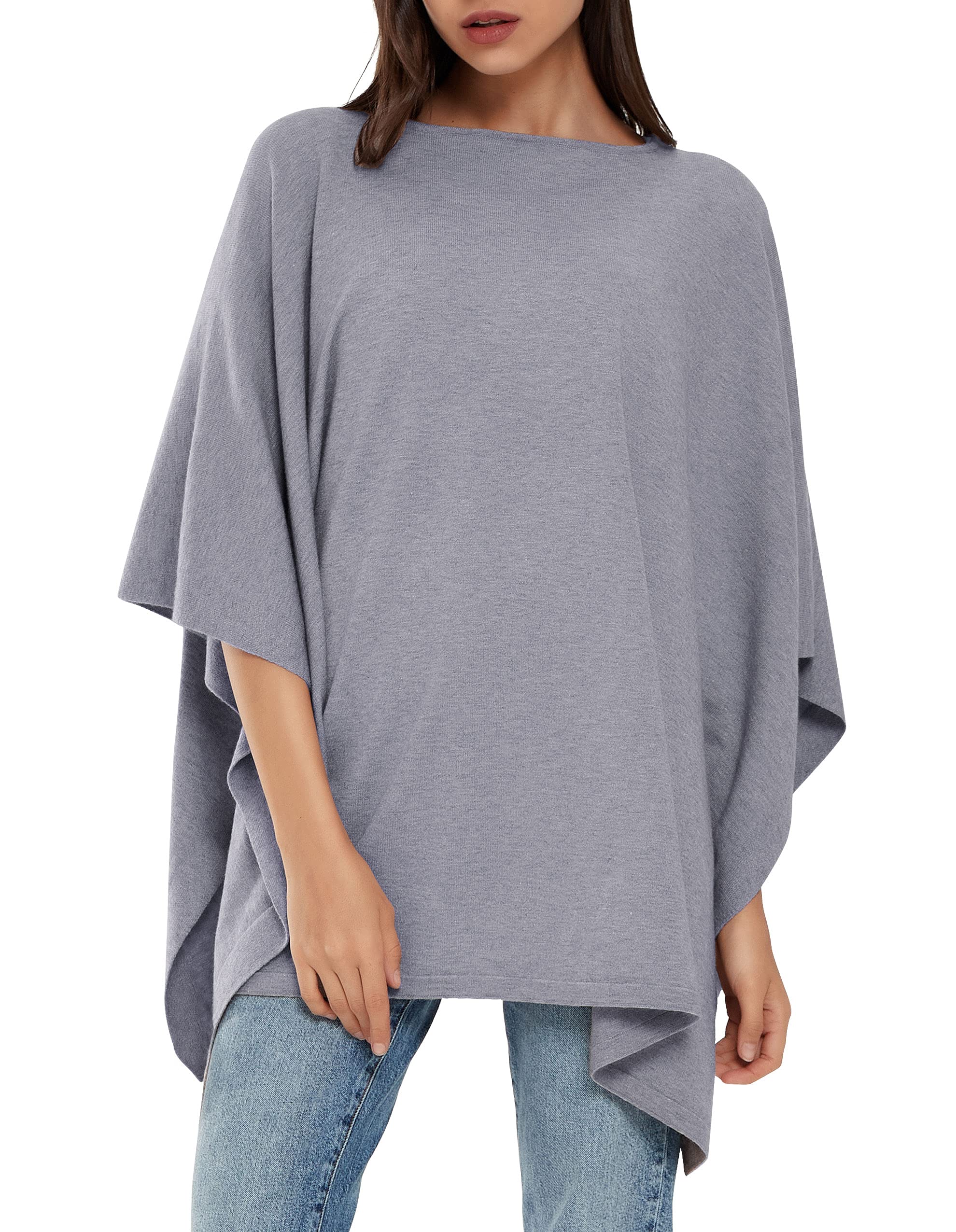 PULI Women's Pullover Poncho Sweater Ponchos Cashmere Feel Shawl Loose Fitting Ponchos Wraps Baggy Tops for Fall