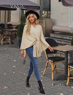 PULI Women's Shawl Wraps Soft Open Front Poncho Sweater for Spring Fall Winter