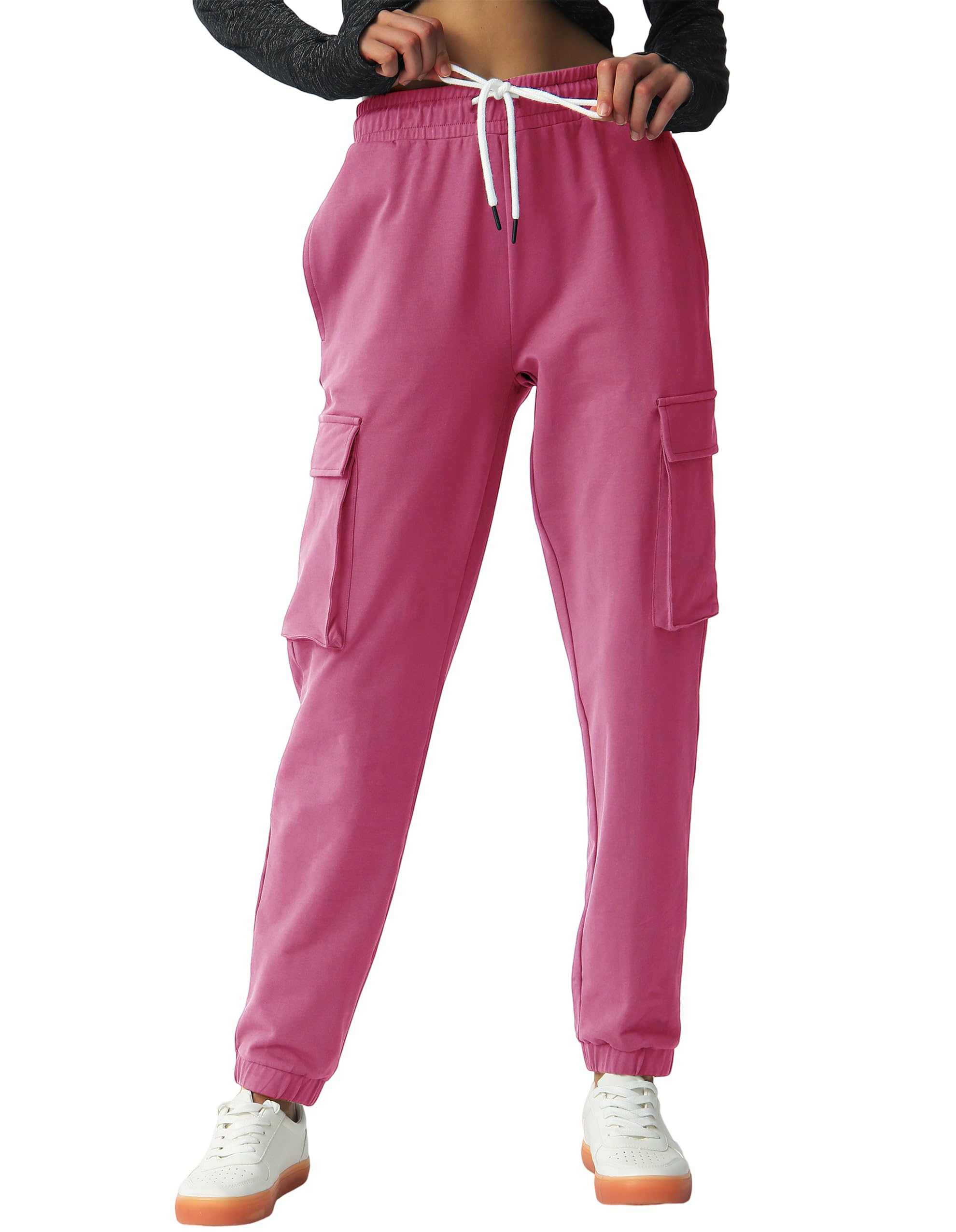 SPECIALMAGIC Women's Cargo Sweatpants Cotton Athletic Joggers 4 Pockets Sporty Pants