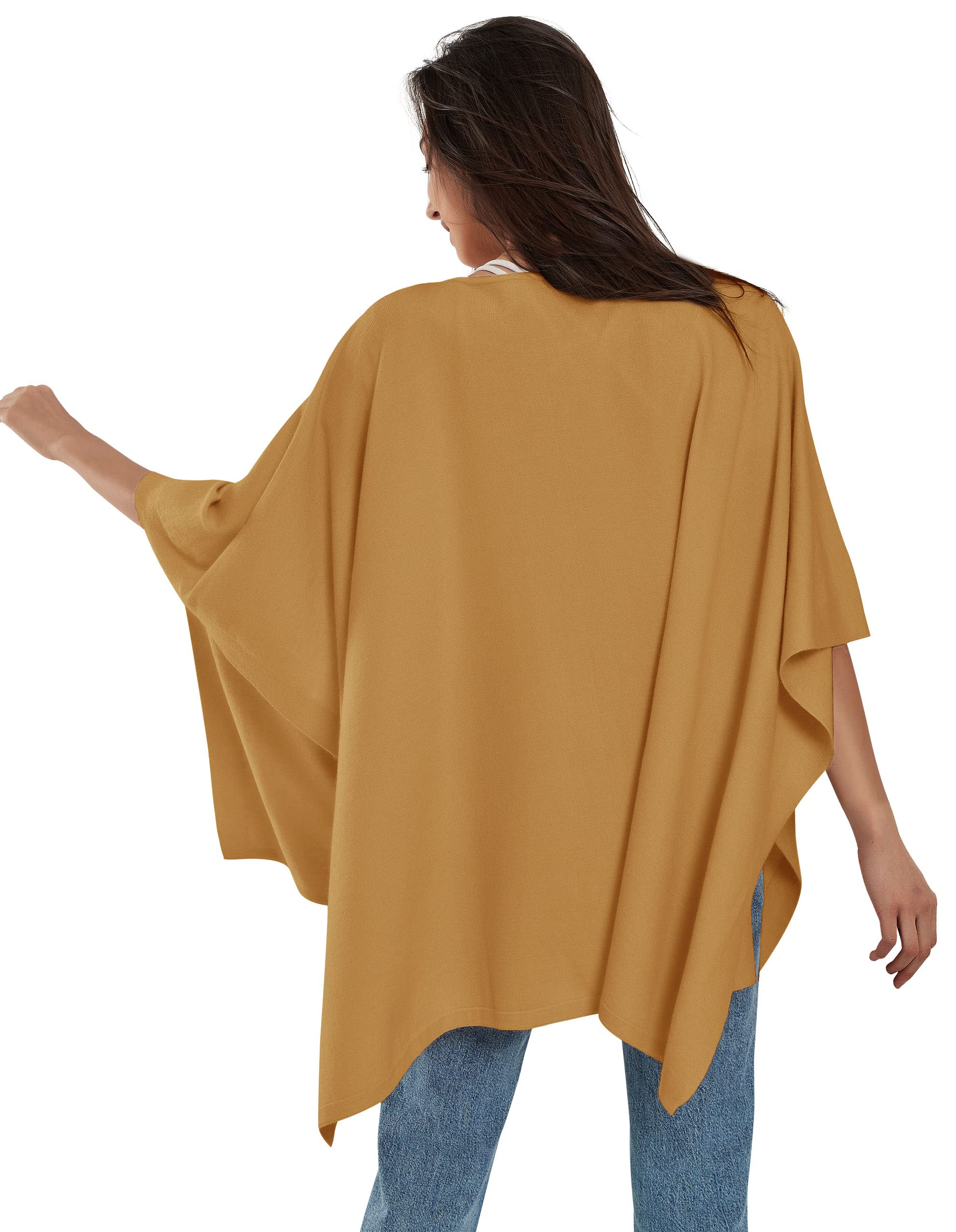 PULI Women's Pullover Poncho Sweater Ponchos Cashmere Feel Shawl Loose Fitting Ponchos Wraps Baggy Tops for Fall