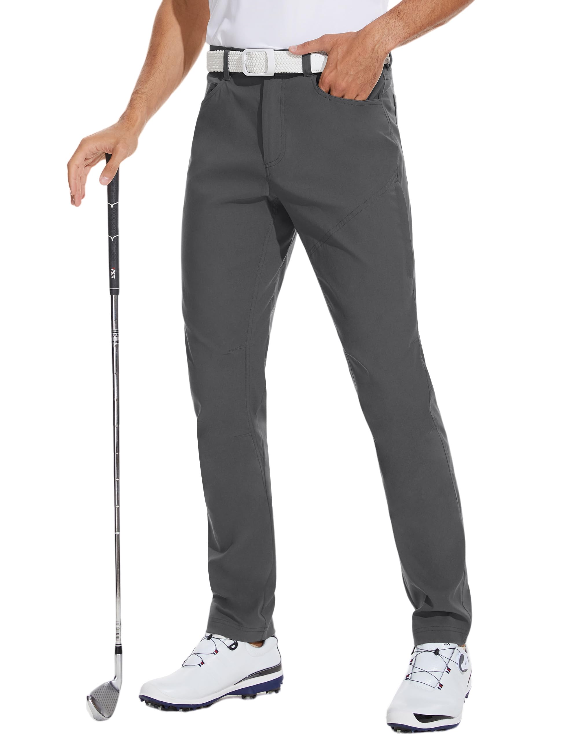 SPECIALMAGIC Men's Golf Pants Stretch Hiking Travel Waterproof Casual Lightweight Slim Fit Quick Dry Tarpred with Pockets