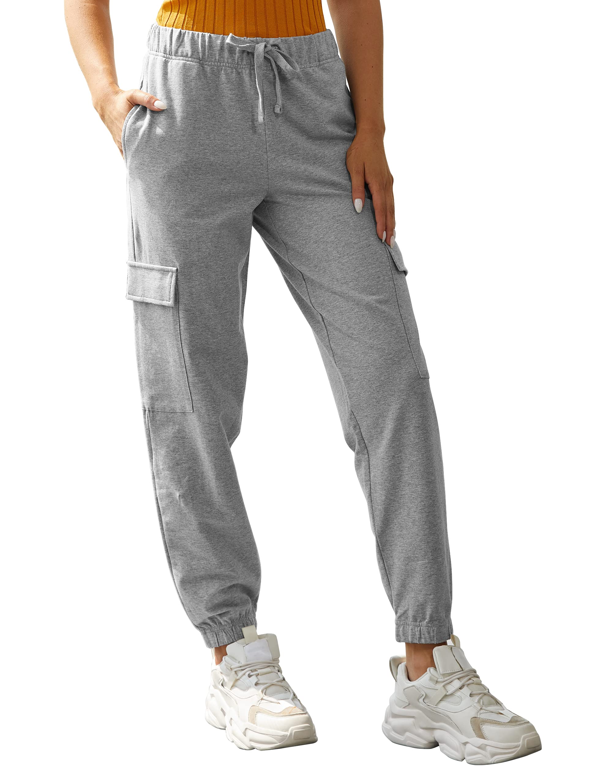 PULI Women's Loose Cargo Sweatpants Pockets Sporty Gym Athletic Fit Jogger Pants Yoga Lounge Trousers