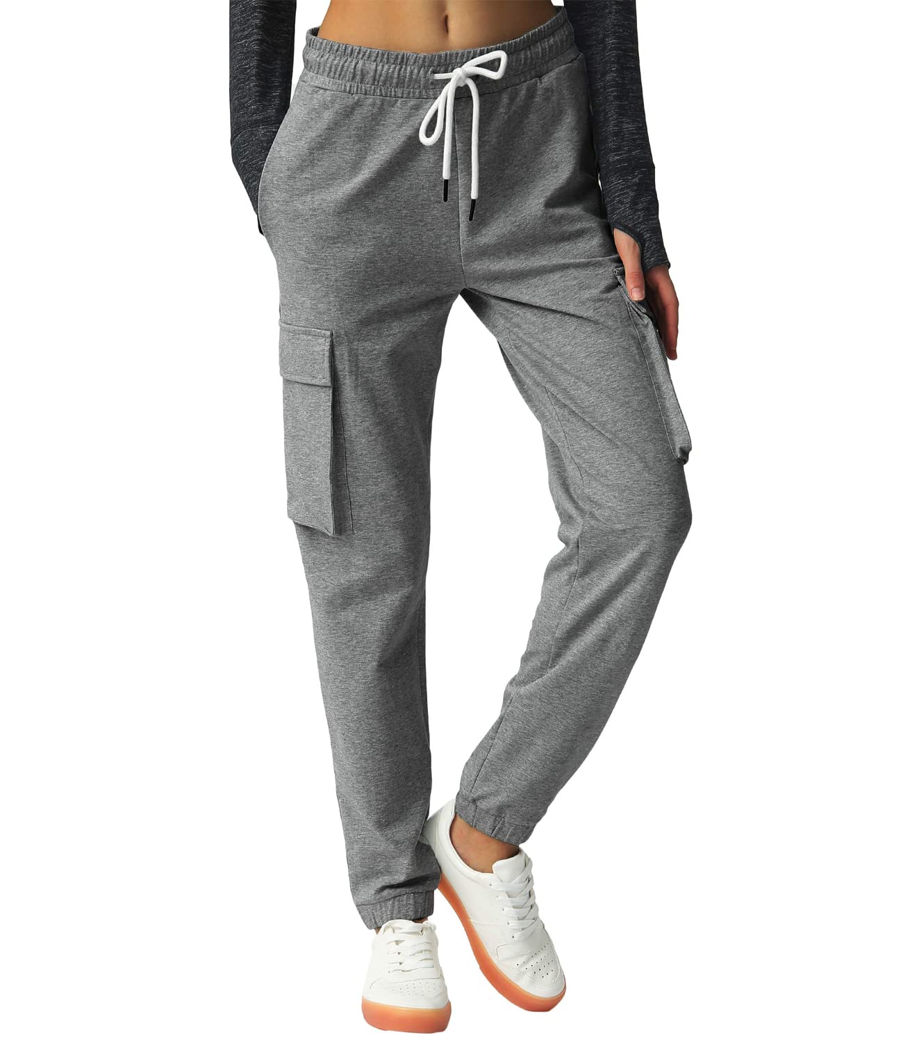 SPECIALMAGIC Women's Cargo Sweatpants Cotton Athletic Joggers 4 Pockets Sporty Pants