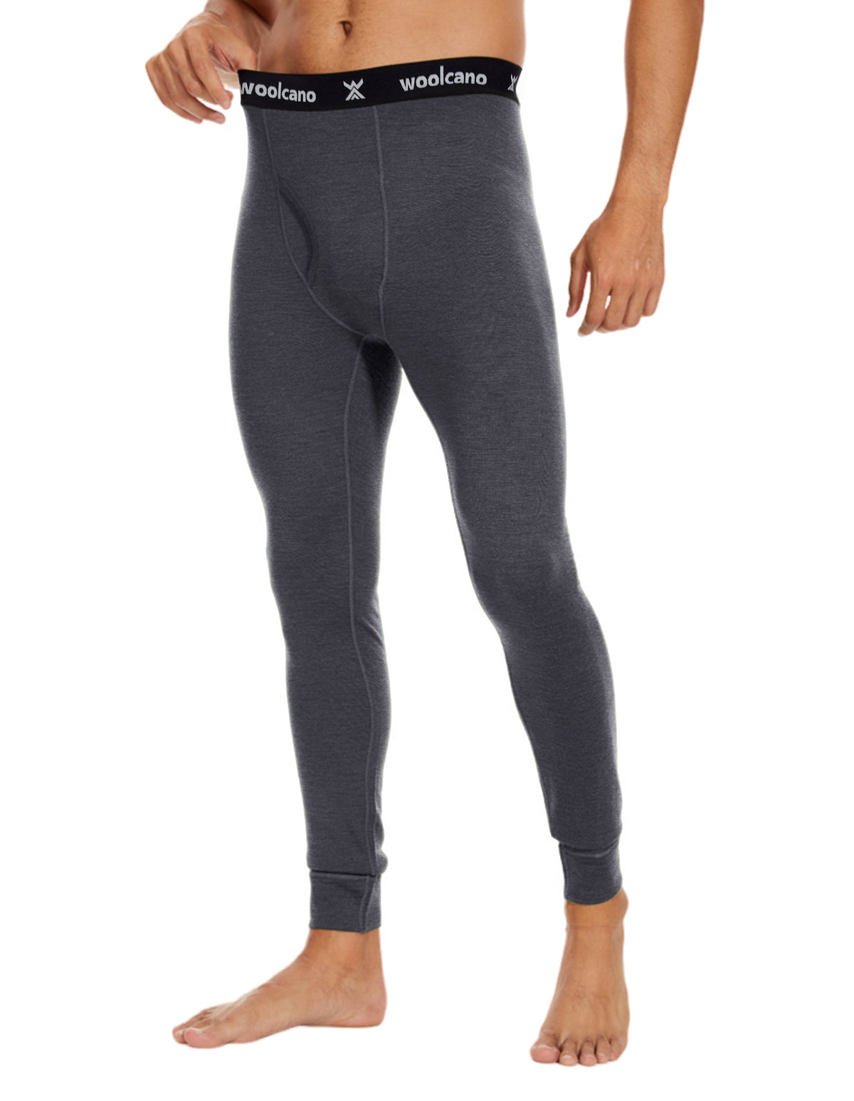Woolcano Men’s 260g Merino Wool Base Layer Pants Lightweight Thermal Underwear Bottom