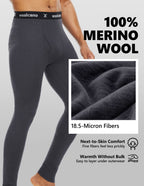 Woolcano Men’s 260g Merino Wool Base Layer Pants Lightweight Thermal Underwear Bottom