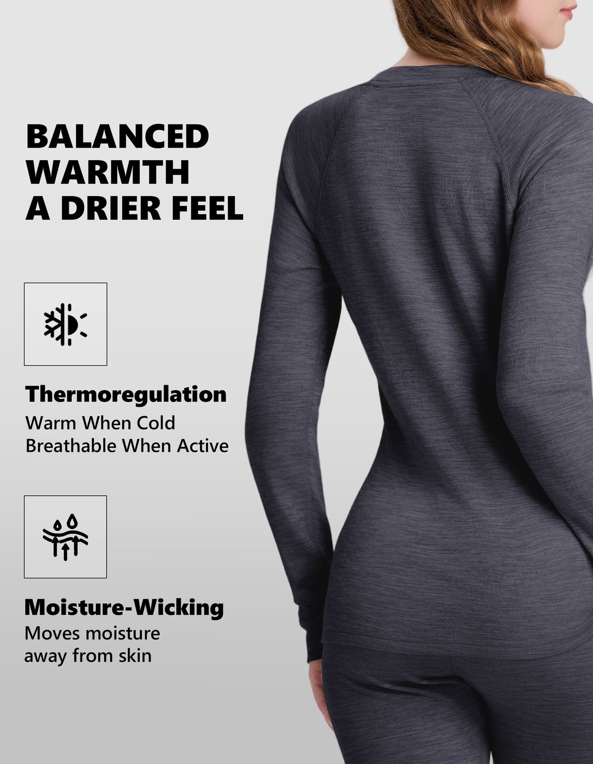 Woolcano Women's 190g Merino Wool Base Layer Set Lightweight Thermal Underwear