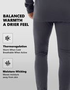 Woolcano Men’s 260g Merino Wool Base Layer Pants Lightweight Thermal Underwear Bottom