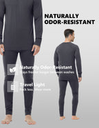 Woolcano Men’s 190g Merino Wool Base Layer Pants Lightweight Thermal Underwear Bottom