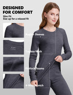 Woolcano Women's 190g Merino Wool Base Layer Set Lightweight Thermal Underwear