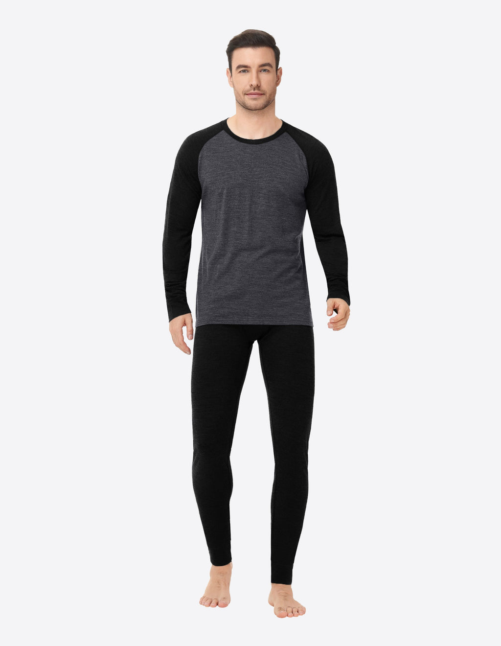 Woolcano Men’s 260g Merino Wool Base Layer Set Lightweight Thermal Underwear