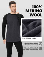Woolcano Men’s 260g Merino Wool Base Layer Set Lightweight Thermal Underwear